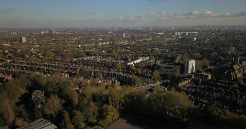 Aerial drone footage top down buildings in london, UK. Stock Footage 82331478