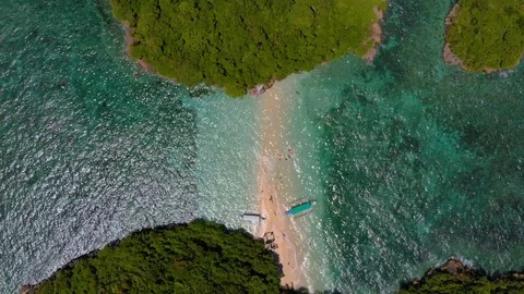 Aerial drone footage top view of a sandbar on islands of Guimaras Stock Footage