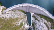 Aerial Drone Footage Top View Water Dam And Reservoir Lake, Generating Hydro Stock Footage