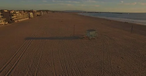 Aerial drone footage from Venice Beach, Los Angeles Stock Footage