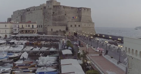 Aerial Drone footage view of Castel dell ovo Stock Footage 94522453