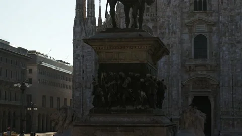 Aerial drone footage view of cathedral Duomo in Milan Italy Stock Footage 131499853