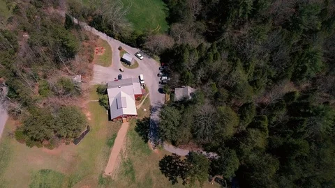 Aerial Drone Footage View: Flight over autumn mountain village with forests Stock Footage 75033985