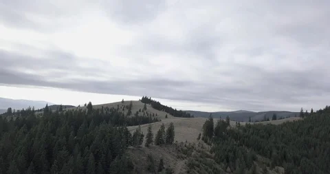 Aerial Drone Footage View: Flight over autumn Romanian Carpathians 4K Stock Footage 128917086