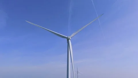 Aerial drone footage, view of windmill energy farm Stock Footage 308772718