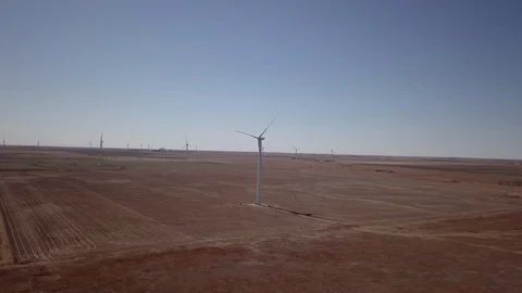 Aerial drone footage of wind turbine in rural Kansas Stock Footage