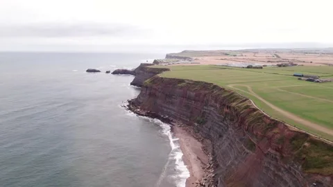 Aerial Drone Footage of Yorkshire Coast, Whitby, England. Stock Footage