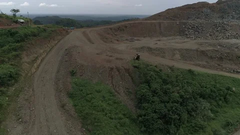 Aerial Drone Forward Flyover Mining Access Road 4K Stock Footage 338066833
