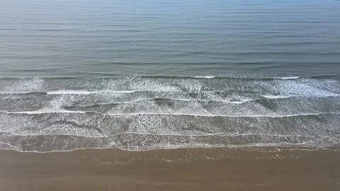 Aerial Drone Forward Shot of Breaking Waves and Ocean in Taean Unyeo Beach Stock Footage 346233114
