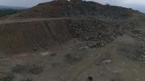 Aerial Drone Forward Turn Right Quarry Landscape 4K Vídeos de archivo 338066882