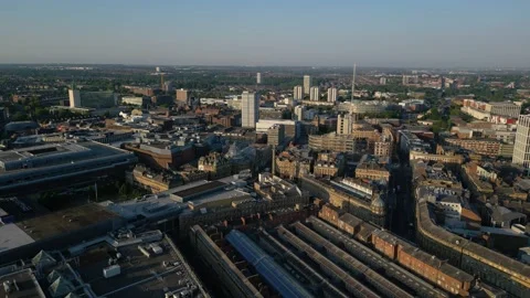 Aerial Drone Forward Video of Newcastle City Centre including major landmarks 스톡 동영상 281148751