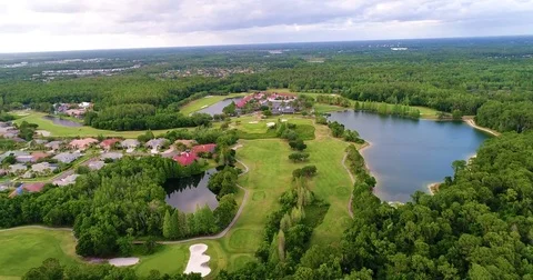 Aerial drone of Golf club Course in Westchase Tampa Florida Stock Footage