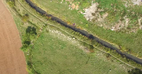 Aerial of drone hovering over landscape Stock Footage 64344844