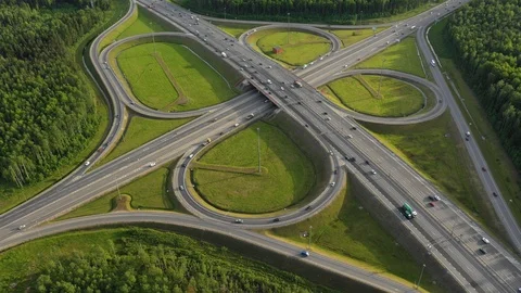 Aerial drone hyper lapse or time lapse video of popular highway of Attiki Odos Stock Footage 109042023