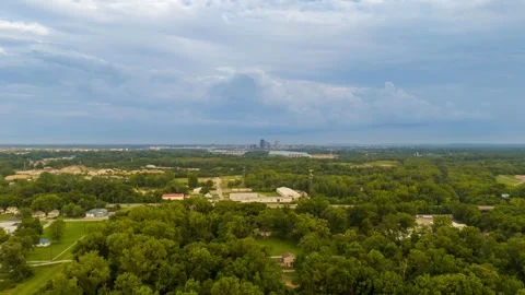 Aerial Drone Hyper Lapse Time Lapse Boom Up to City Skyline Stock Footage 279865787