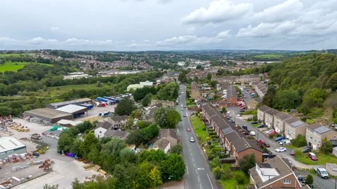 Aerial drone hyperlaps, time laps footage over a British council housing es.. 库存影片 252816889