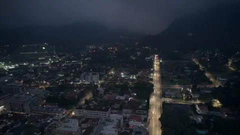 Aerial drone hyperlapse above the mountainous city of Teresopolis Stock Footage 259724415