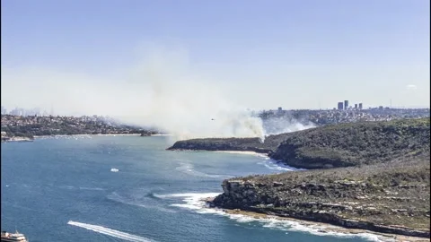 Aerial drone hyperlapse of backburning operation in Sydney, Australia Stock Footage 162148317