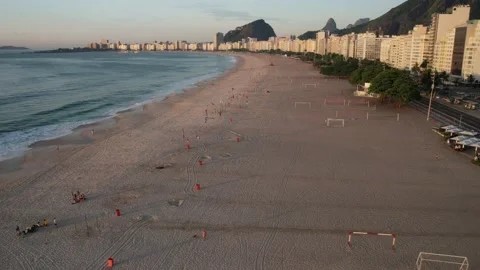 Aerial drone hyperlapse over Copacabana Beach in Rio de Janeiro, Brazil Stock Footage 231123968