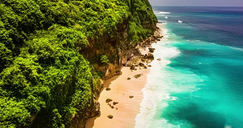 Aerial drone hyperlapse timelapse of beautiful tropical coast. Stock Footage 138095736