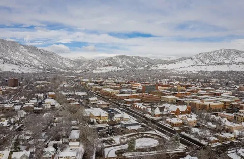 Aerial Drone Hyperlapse Timelapse Boulder Colorado Snow Stock Footage 106886640