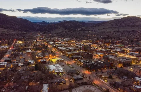 Aerial Drone Hyperlapse Timelapse Boulder Colorado Sunset Stock Footage 106886648