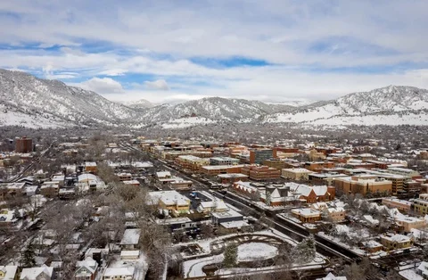 Aerial Drone Hyperlapse Timelapse Boulder Colorado Snow Stock Footage 106886665