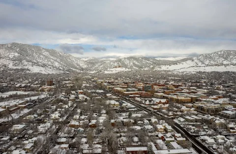Aerial Drone Hyperlapse Timelapse Boulder Colorado Snow Stock Footage 106886707