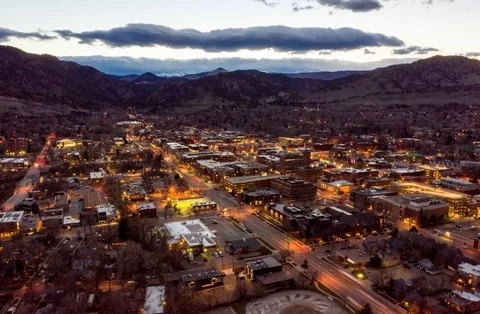 Aerial Drone Hyperlapse Timelapse Boulder Colorado Sunset Stock Footage 106886711