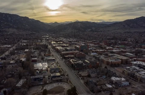 Aerial Drone Hyperlapse Timelapse Boulder Colorado Sunset Stock Footage 106888113