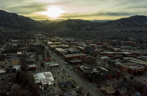 Aerial Drone Hyperlapse Timelapse Boulder Colorado Sunset Stock Footage 106888125