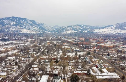 Aerial Drone Hyperlapse Timelapse Boulder Colorado Snow Stock Footage 106889386