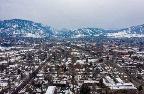 Aerial Drone Hyperlapse Timelapse Boulder Colorado Snow Stock Footage 106890111