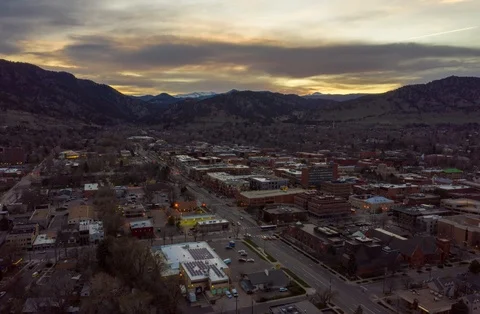 Aerial Drone Hyperlapse Timelapse Boulder Colorado Sunset Stock Footage 106890245