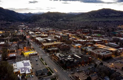 Aerial Drone Hyperlapse Timelapse Boulder Colorado Sunset Stock Footage 106890276