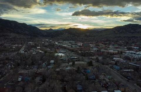 Aerial Drone Hyperlapse Timelapse Boulder Colorado Sunset Stock Footage 106890292