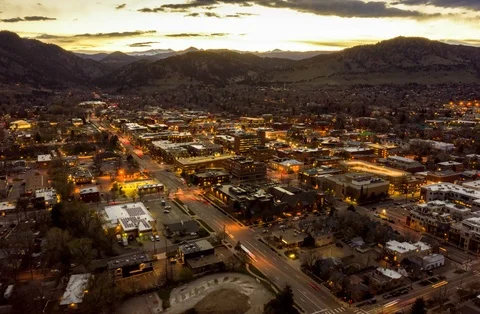 Aerial Drone Hyperlapse Timelapse Boulder Colorado Sunset Stock Footage 106890328