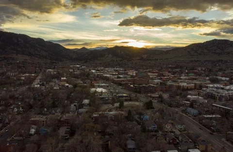 Aerial Drone Hyperlapse Timelapse Boulder Colorado Sunset Stock Footage 106890367