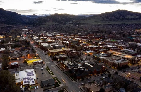 Aerial Drone Hyperlapse Timelapse Boulder Colorado Sunset Stock Footage 106890417