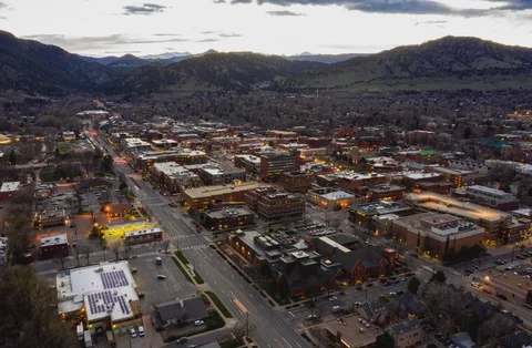 Aerial Drone Hyperlapse Timelapse Boulder Colorado Sunset Stock Footage 106890443