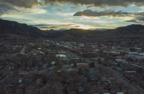 Aerial Drone Hyperlapse Timelapse Boulder Colorado Sunset Stock Footage 106890451
