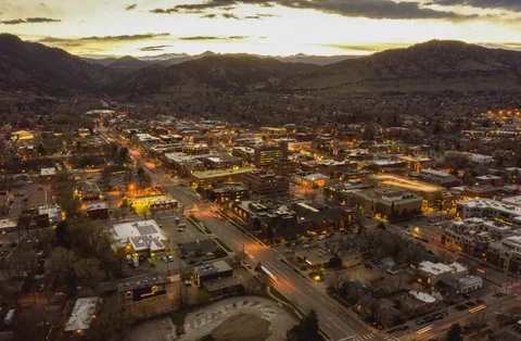 Aerial Drone Hyperlapse Timelapse Boulder Colorado Sunset Stock Footage 106890462