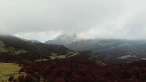 Aerial drone image of the clouds and Mount Baldo. Stock Footage 141901869