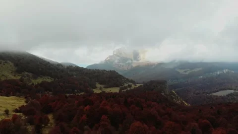 Aerial drone image of the clouds and Mount Baldo. Stock Footage 141901962