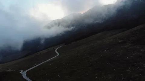 Aerial drone image of the clouds and Mount Baldo. Stock Footage 141902246
