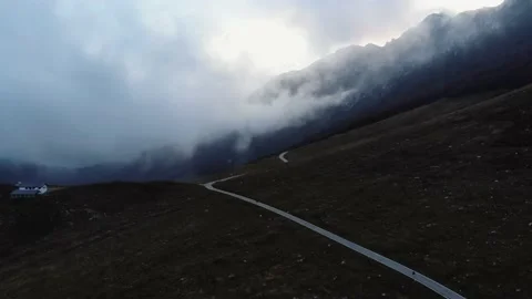 Aerial drone image of the clouds and Mount Baldo. Stock Footage 141902251