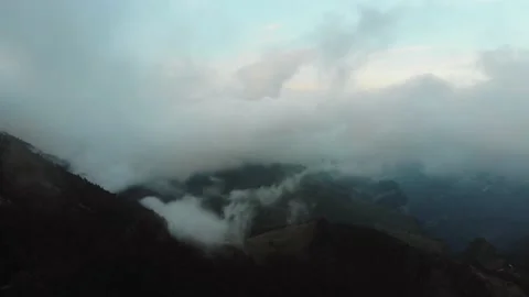 Aerial drone image of the clouds and Mount Baldo. Stock Footage 141902394