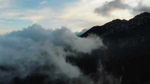 Aerial drone image of the clouds and Mount Baldo. Stock Footage 141902855