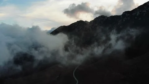 Aerial drone image of the clouds and Mount Baldo. Stock Footage 141903025