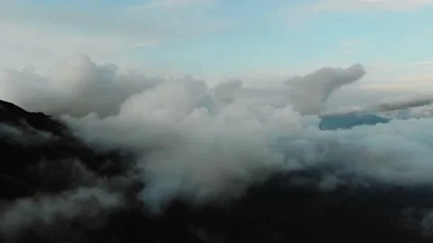 Aerial drone image of the clouds and Mount Baldo. Stock Footage 141903094
